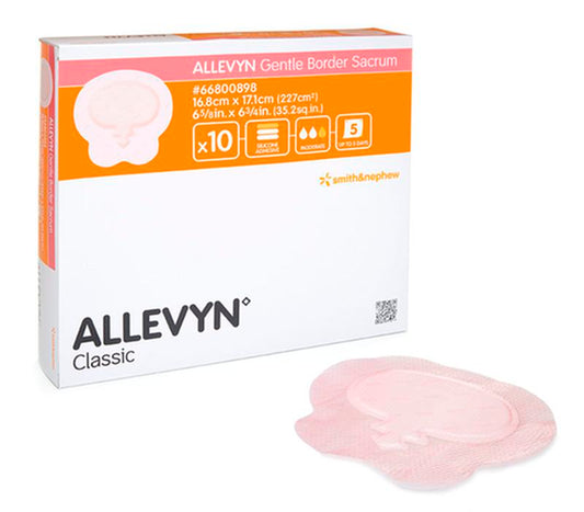 BX/10 ALLEVYN GENTLE BORDER SACRUM, SIZE 16.8CM X 17.1CM