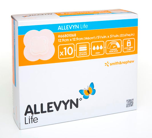 BX/10 ALLEVYN LIFE ADHESIVE FOAM DRESSING, SIZE 12.9 CM X 12.9 CM