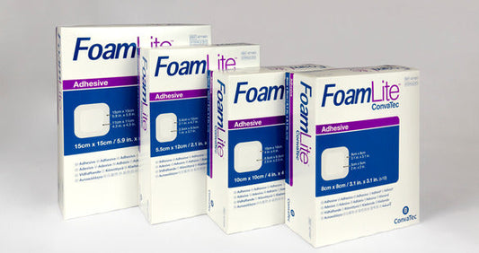 BX/10 FOAMLITE MOISTURE-RETENTIVE DRESSING 5CM x 5CM STERILE THIN FLEXIBLE PERFORATED GENTLE SILICONE ADHESIVE FOR LOW-EXUDING ACUTE WOUNDS