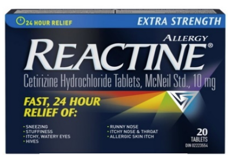 Reactine 10mg 20 Tablets
