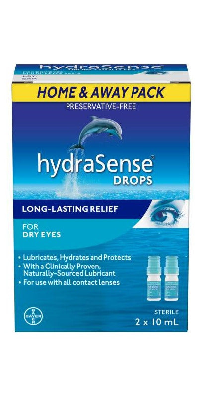 hydraSense for Dry Eyes- Home and Away Pack 2 x10ml