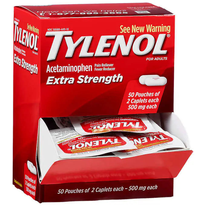 Tylenol Extra Strength 50 pouches of 2 Caplets