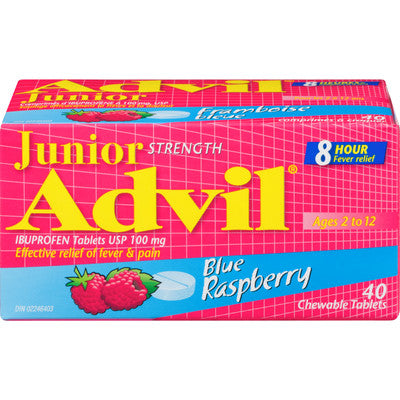 Advil Junior Strength Blue Raspberry 40 chewable tablets