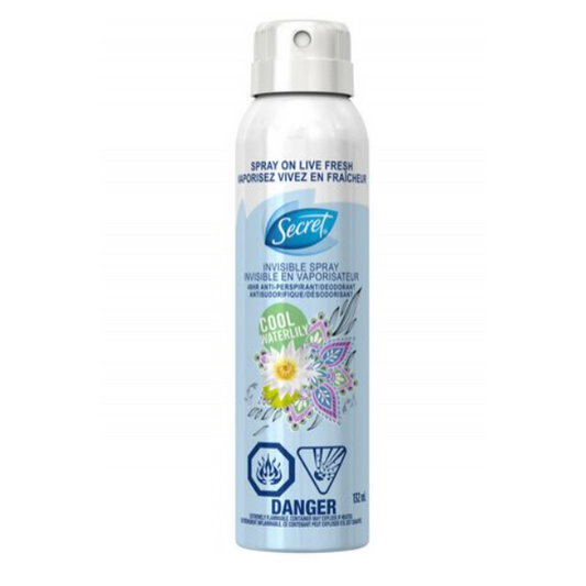 Secret Invisible Spray Antiperspirant and Deodorant for Women Cool Waterlily
