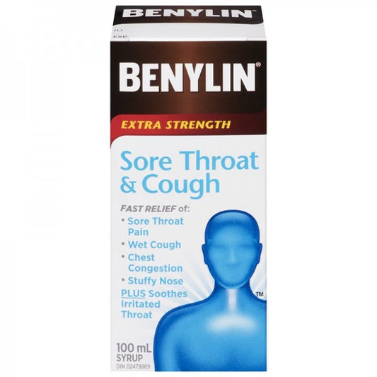 Benylin Extra Strength Sore Throat & Cough Syrup - 100 mL