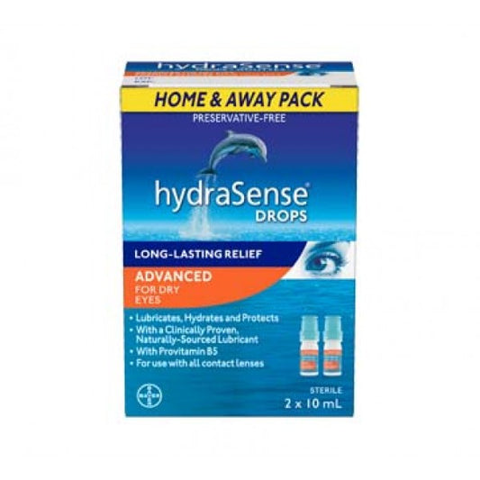 HydraSense Eye Drops Advanced Formula Home and Away Pack