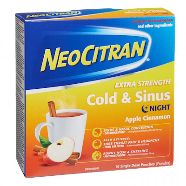 NeoCitran Night Extra Strength Cold & Sinus Apple Cinnamon