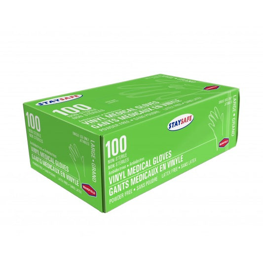 Stay Safe Powder Free Vinyl Gloves - Large